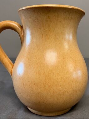 VTG Handmade Pottery Light Brown Speckled Pitcher Made In Italy W/ Handle 7”